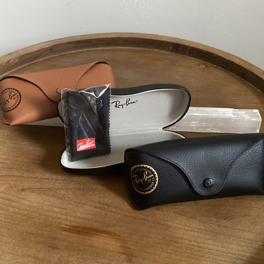 Ray-Ban Set Lot of 3 Black and Caramel Sunglass Eyeglass Travel Cases